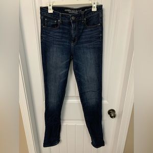 American Eagle High-Rise Straight Dark Wash Jean - Size 10, X-Long